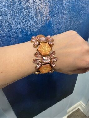 Buy 2 for 10$ Pink Crystal and Gold-Tone Hexagon Bracelet